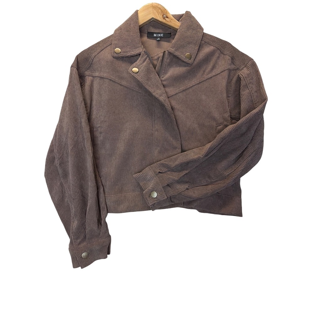 Mine Brown Corduroy Cropped Western Zip Front Jacket Womens Medium CR1441